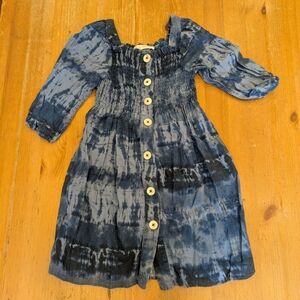 Zara Navy Blue Kids Dress with Button Detail